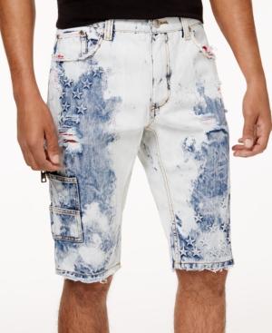 Heritage America Men's Bleached Denim Cargo Shorts