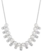 Givenchy Silver-tone Imitation Pearl & Crystal Statement Necklace, 16 + 3 Extender