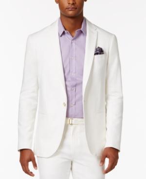 Sean John Men's Slim-fit Cream Lightweight Linen Suit Jacket