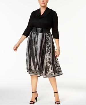 Robbie Bee Plus Size Belted Cowl-neck Dress