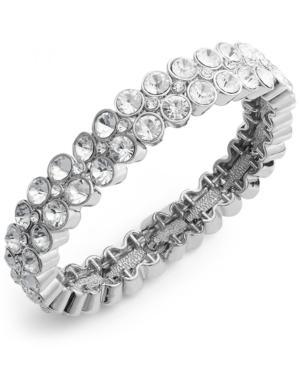 Charter Club Silver-tone Clear Crystal Stretch Bracelet