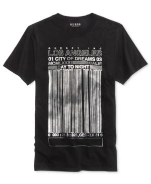 Guess Men's Lines Metallic-print Cotton T-shirt