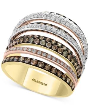 Effy Diamond Tri-gold Ring (1-3/4 Ct. T.w.) In 14k Gold, White Gold & Rose Gold