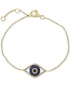 Effy Sapphire (1/3 Ct. T.w.) & Diamond (1/6 Ct. T.w.) Evil Eye Chain Bracelet In 14k Gold