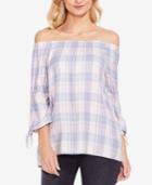 Two By Vince Camuto Plaid Off-the-shoulder Top