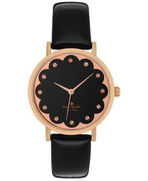 Kate Spade New York Women's Metro Black Patent Saffiano Leather Strap Watch 34mm 1yru0583