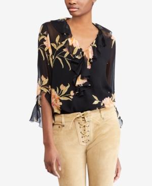 Polo Ralph Lauren Ruffled Floral-print Blouse