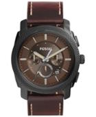 Fossil Men's Chronograph Machine Dark Brown Leather Strap Watch 46mm Fs5121