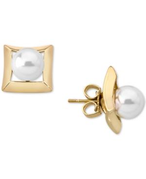 Majorica 18k Gold-plated Sterling Silver Imitation Pearl Square Stud Earrings