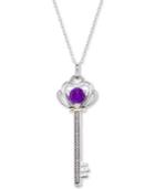 Amethyst (3/8 Ct. T.w.) & Diamond Accent Key 18 Pendant Necklace In Sterling Silver & 10k Gold
