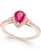 Ruby (3/4 Ct. T.w.) And Diamond (1/4 Ct. T.w.) Ring In 14k Rose Gold