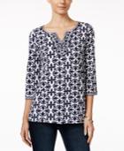 Charter Club Printed Beaded Tunic, Only At Macy's
