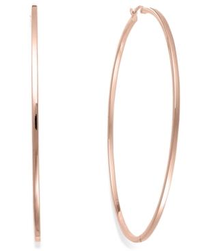 Square Tube Hoop Earrings In 14k Rose Gold Vermeil, 80mm