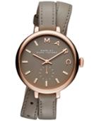 Marc Jacobs Women's Sally Taupe Double Wrap Leather Strap Watch 36mm Mbm8661