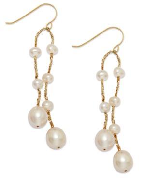 Cultured Freshwater Pearl Thread Earrings In Vermeil (4mm)