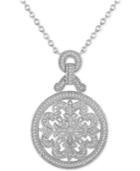 Diamond (3/8 Ct. T.w.) Medallion 18 Pendant Necklace In Sterling Silver