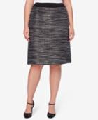 Tahari Asl Plus Size Metallic Boucle A-line Skirt