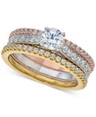 Diamond 3-pc. Bridal Set (1-1/3 Ct. T.w.) In 14k White, Rose And Yellow Gold