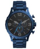 Fossil Men's Chronograph Nate Blue Stainless Steel Bracelet Watch 50mm