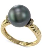 Effy Tahitian Pearl (11 Mm) And Diamond Accent Ring In 14k Gold