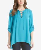 Karen Kane Tab-sleeve Lace-up Top
