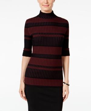 Style & Co Striped Mock-neck Sweater, Only At Macy's
