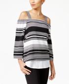 Ny Collection Cold-shoulder Layered-look Top