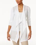 Jm Collection Draped Shadow-stripe Cardigan, Only At Macy's