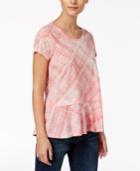 Style & Co Petite Cotton Plaid Peplum Top, Only At Macy's