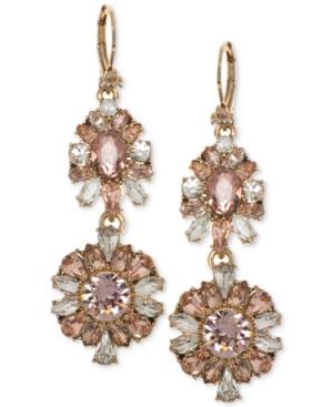 Marchesa Gold-tone Multi-crystal Double Drop Earrings