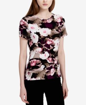 Calvin Klein Printed Matte Pleated Top