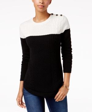 Charter Club Colorblocked Button-detail Sweater, Created For Macy's