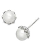 Danori Earrings, Silver-tone Glass Crystal Pearl (8mm) Stud Earrings