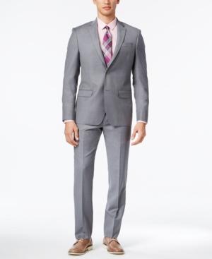 Dkny Men's Slim-fit Twill Light Gray Suit