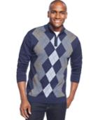 Tasso Elba Big And Tall Quarter-zip Argyle Sweater, Only At Macy's