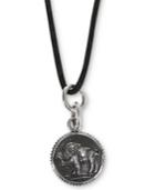 King Baby Men's Buffalo Coin-look Black Cord 24 Pendant Necklace In Sterling Silver
