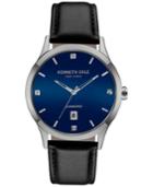 Kenneth Cole New York Men's Diamond Accent Black Leather Strap Watch 42mmx50mm 10030784