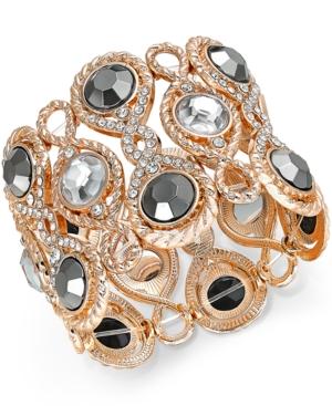 Inc International Concepts Rose Gold-tone & Stone With Pave Accent Stretch Bracelet, Only At Macy's