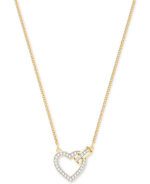 Swarovski Gold-tone Crystal Interlocking Heart & Circle 16-1/2 Pendant Necklace