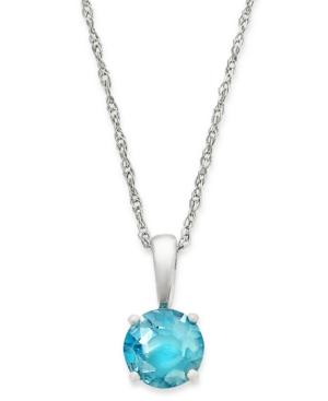Blue Topaz 18 Pendant Necklace In 14k White Gold (5/8 Ct. T.w.)