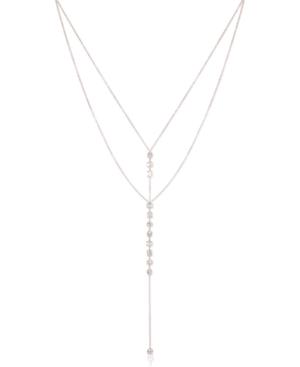 Guess Rose Gold-tone Crystal Double-layer Lariat Necklace, 20 + 2 Extender