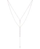 Guess Rose Gold-tone Crystal Double-layer Lariat Necklace, 20 + 2 Extender