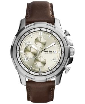 Fossil Men's Chronograph Dean Dark Brown Leather Strap Watch 45mm Fs5114