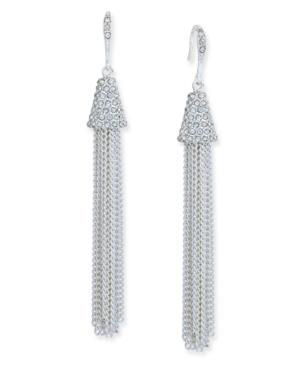 Inc International Concepts Silver-tone Pave-accented Tassel Drop Earrings