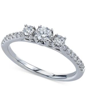 Diamond Three-stone Ring (1/2 Ct. T.w.) In 14k White Gold