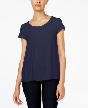 One Hart Juniors' Lace-contrast Top, Only At Macy's