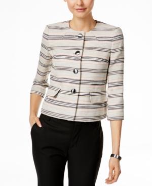 Kasper Petite Striped Tweed Jacket