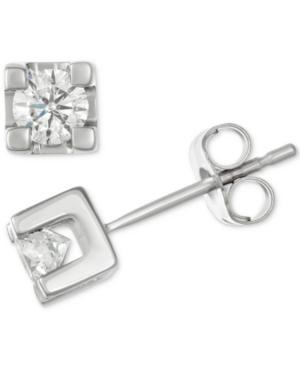 Diamond Square Setting Stud Earrings (1/2 Ct. T.w.) In 14k White Gold