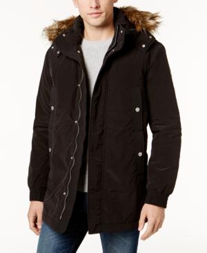 Armani Exchange Men's Parka Coat With Faux Fur-trimmed Hood