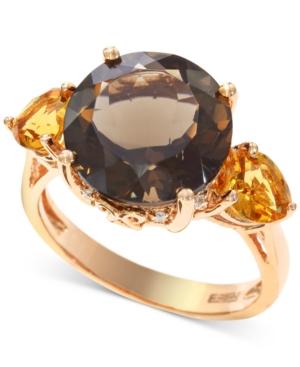 Effy Smoky Quartz (5-1/3 Ct. T.w.) & Citrine (3/4 Ct. T.w.) Ring In 14k Rose Gold